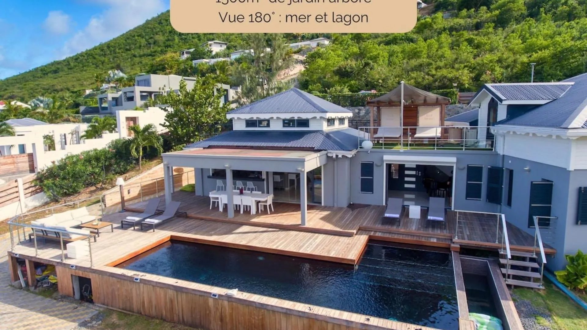 Officielle Villa Zabricot - Villa De Prestige - Ideal Groupe X14 - Vacances & Team Building - Vue Mer & Lagon 180 - Piscine Privee - Clim - Jardin - Terrasse - Barbecue - Gym - Petanque - 10Min Plages - Service Premium Cul de Sac